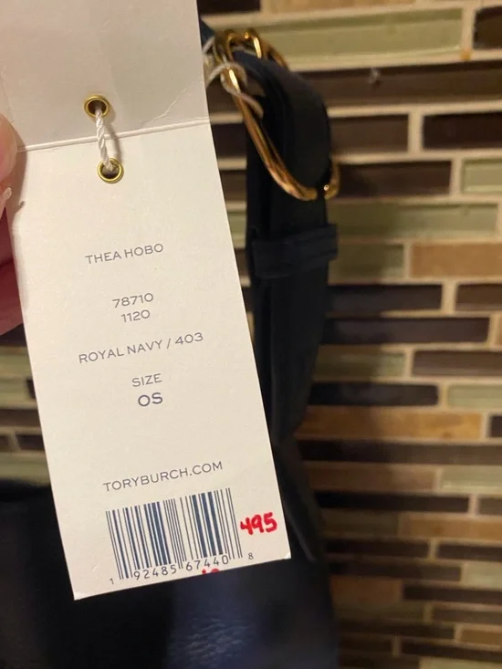 Tory Burch Thea Navy Blue Hobo Shoulder Bag - Picture 2 of 8